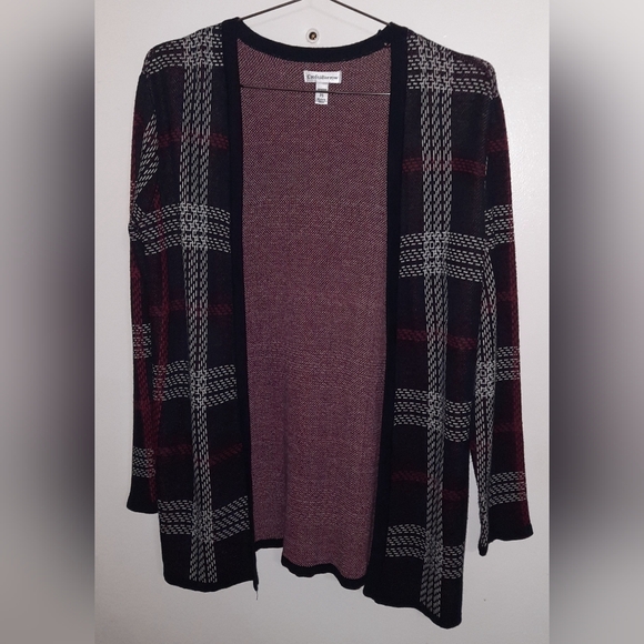 croft & barrow Sweaters - Open-front plaid knit Cardigan